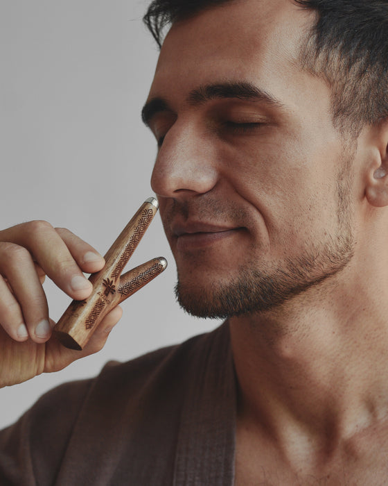 Crafted Ceremonial Pipe from Teak Wood