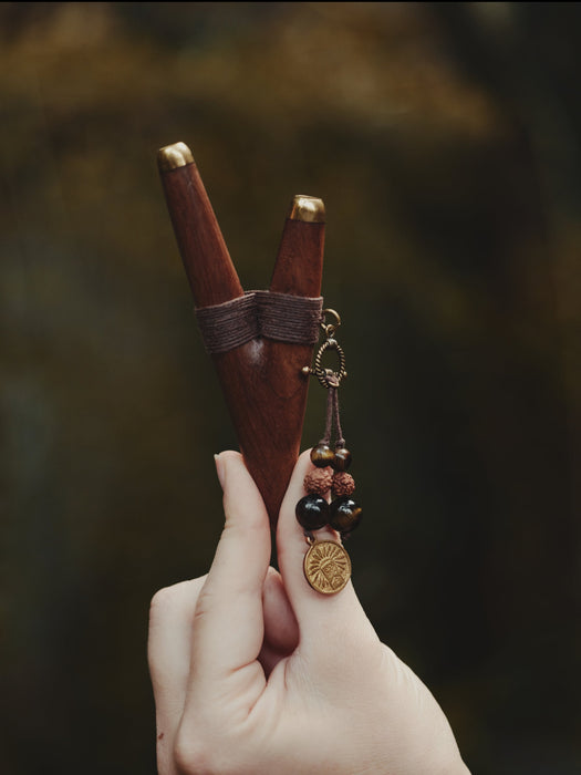 Teak Wood Handcrafted Wooden Pipe with Bronze Cup