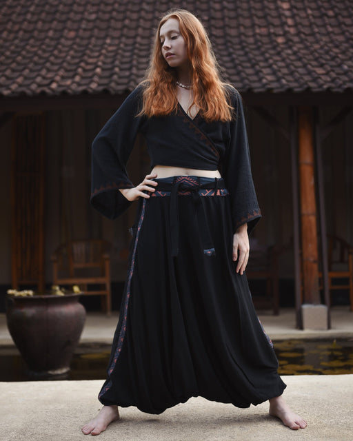 Easy to care for, Comfy Boho Pants Alladine, Grey Pattern RAYON are machine washable for your convenience.