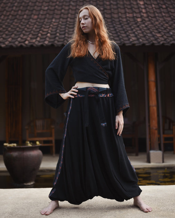 Easy to care for, Comfy Boho Pants Alladine, Grey Pattern RAYON are machine washable for your convenience.