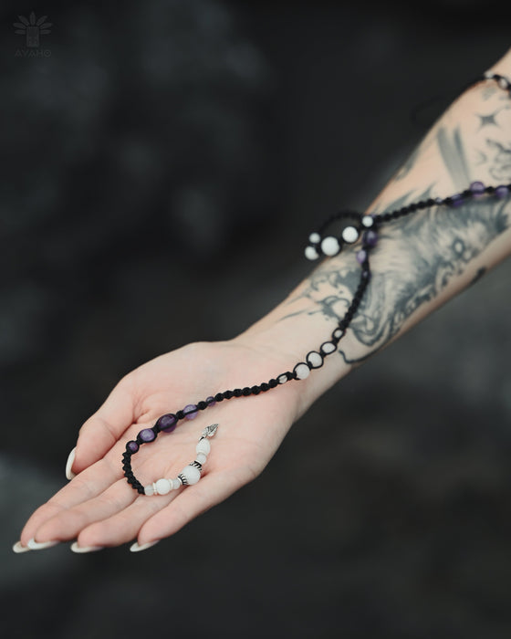 Long Lula with white, rose quartz, amethyst and silver