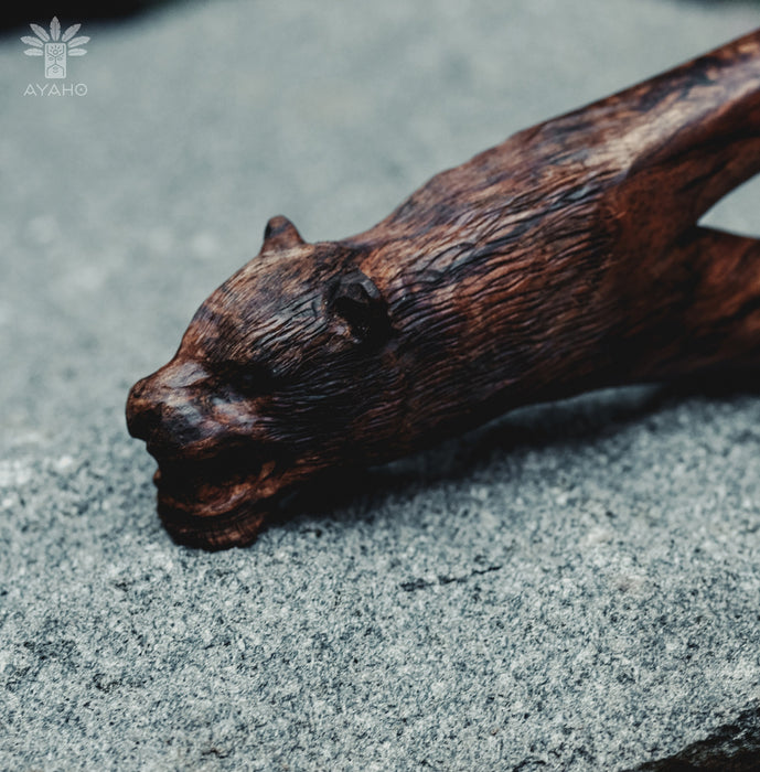 Bear Totem Rosewood Ceremonial Pipe