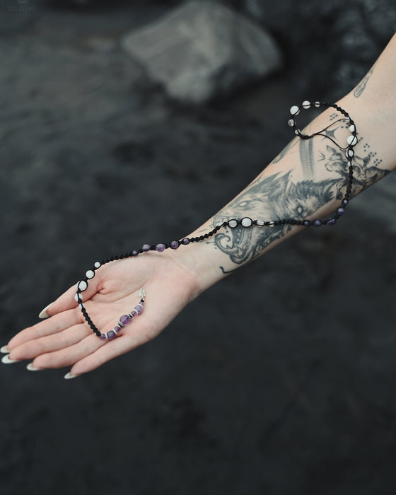 Long Lula with white, rose quartz, amethyst and silver