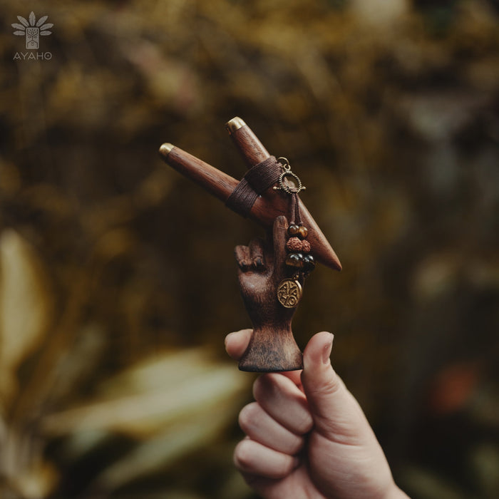 Teak Wood Handcrafted Wooden Pipe with Bronze Cup