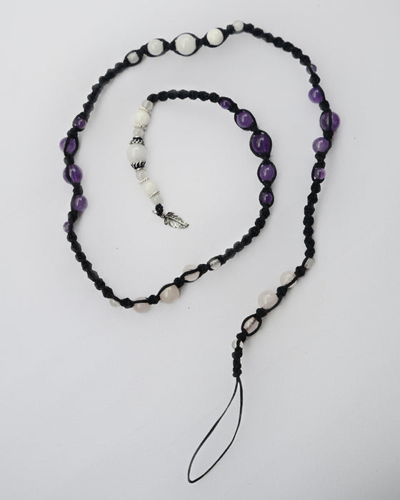 Long Lula with white, rose quartz, amethyst and silver
