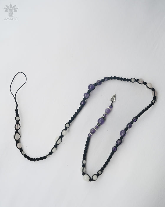 Long Lula with white, rose quartz, amethyst and silver