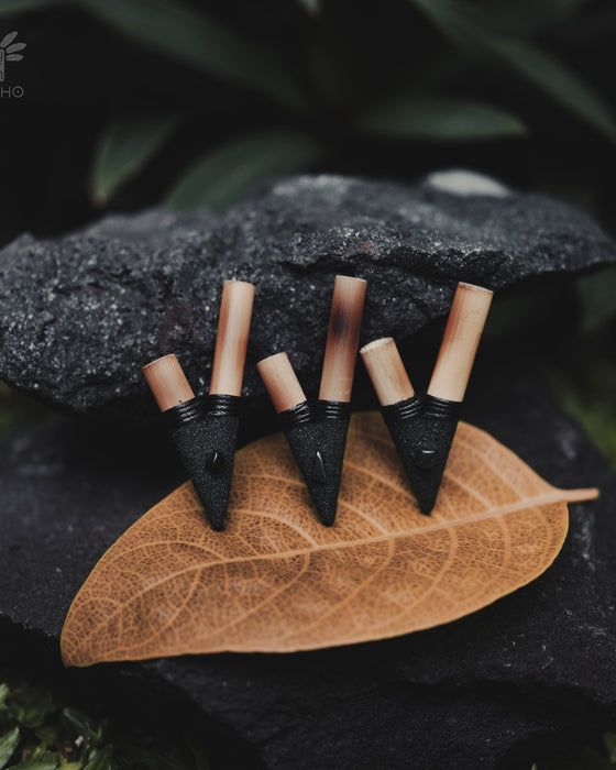 Volcanic Energy Bamboo ceremonial applicator with Hematite Stone
