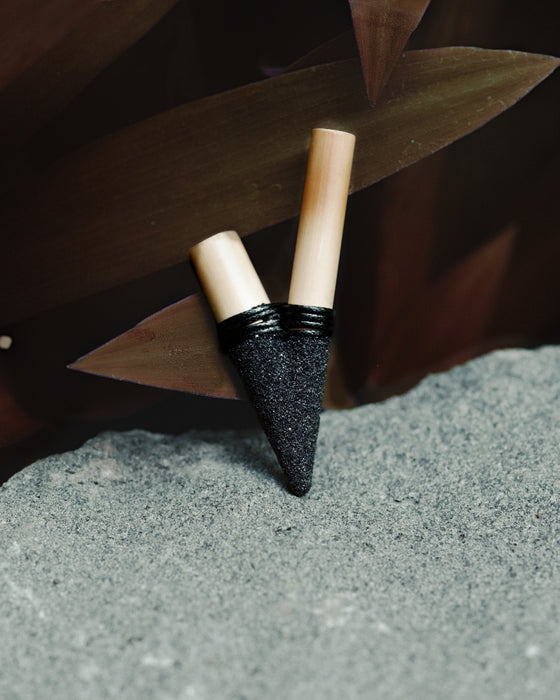 Volcanic Energy Bamboo ceremonial applicator with Hematite Stone