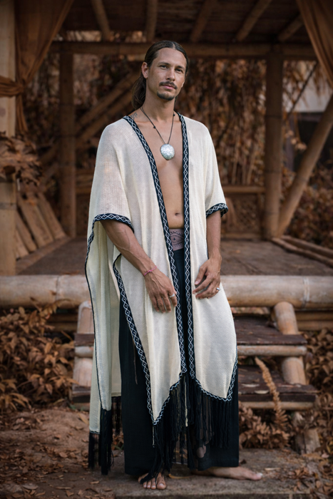 Long Cotton Boho Poncho Kimono Cardigan