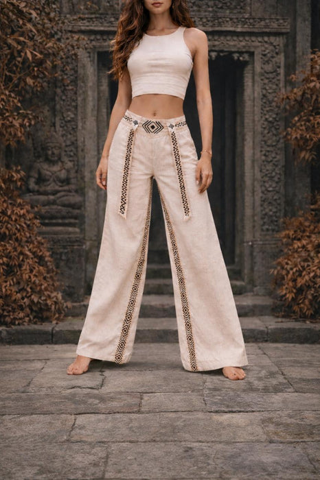 Cream Mocha Cotton Pants – New Pattern Boho Trousers