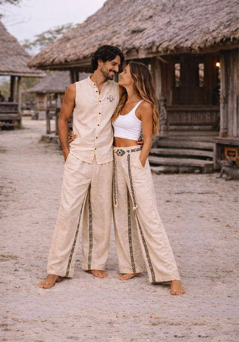 Cream Mocha Cotton Pants – New Pattern Boho Trousers