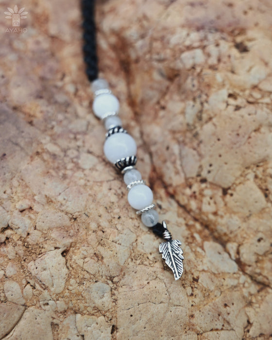 Long Lula with white, rose quartz, amethyst and silver