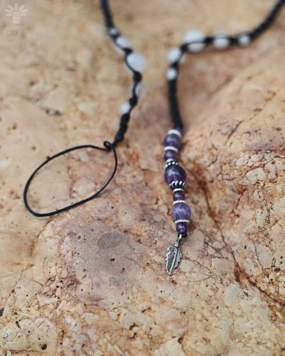 Long Lula with white, rose quartz, amethyst and silver