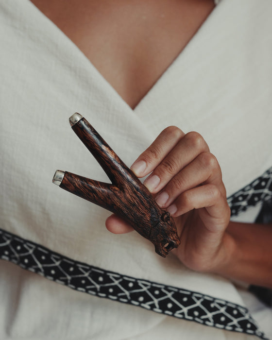 Bear Totem Rosewood Ceremonial Pipe
