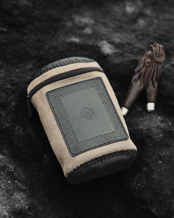 Handmade leather pouch with a belt clip, ideal for storing Rapeh, Kuripe, or small personal items during ceremonies.