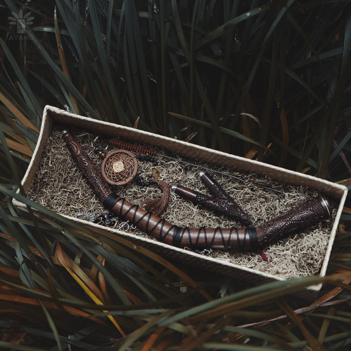 Balinese Carved Rosewood Shamanic Ritual Pipe