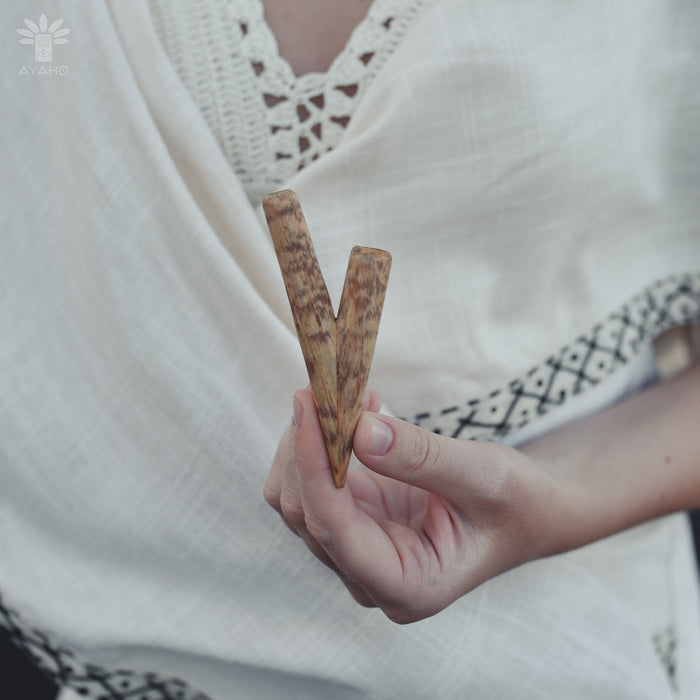 Ceremonial Fatwood Accessory - Rustic Shamanic Pipe