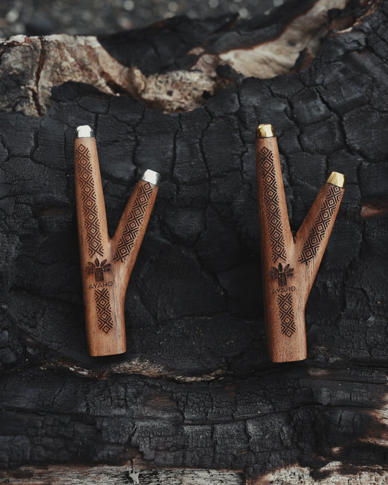 Crafted Ceremonial Pipe from Teak Wood