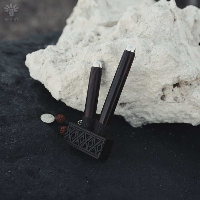 Ebony Wood Self-Applicator Pipe with Silver Cups