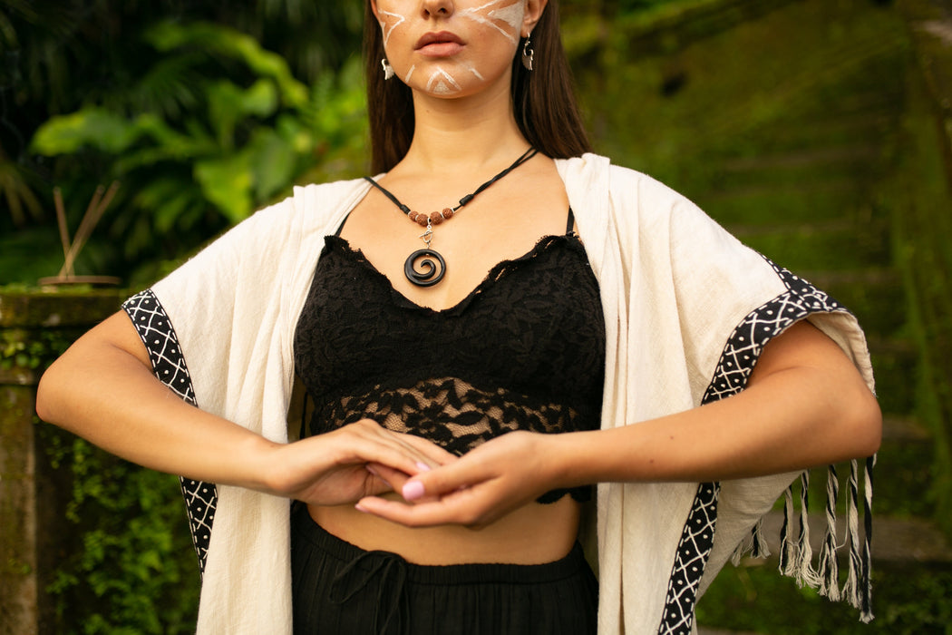Spiral Amulet Pendant with Leather Loop – Protection Talisman