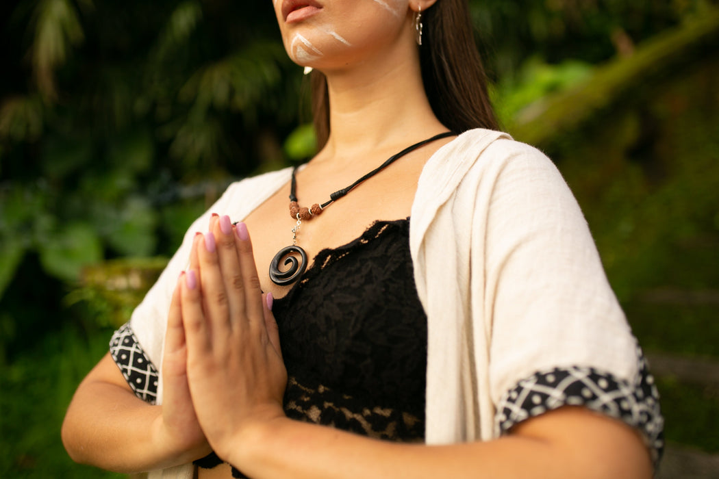 Spiral Amulet Pendant with Leather Loop – Protection Talisman