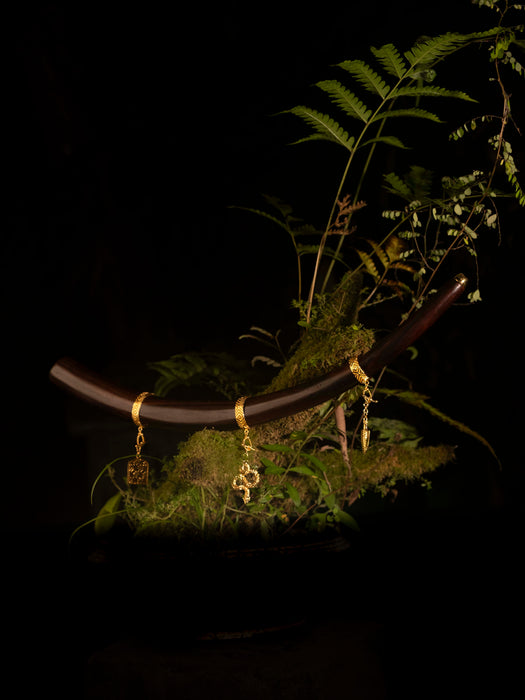Rosewood Ceremonial Pipe with 22K Gold-Plated Cups