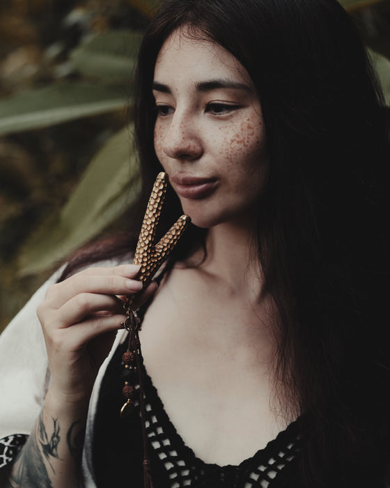 Golden Rosewood Handcrafted Ceremonial Pipe