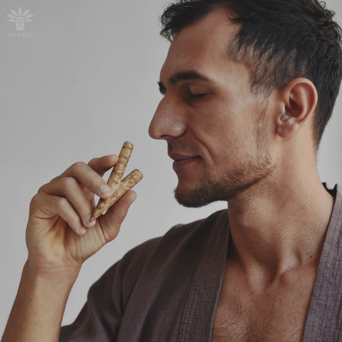 Ceremonial Fatwood Accessory - Rustic Shamanic Pipe