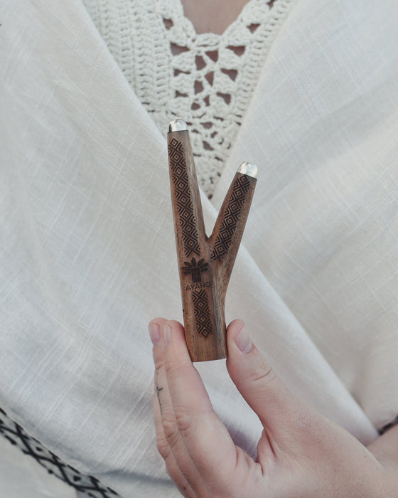 Crafted Ceremonial Pipe from Teak Wood