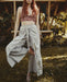 Ultra-soft Thai pants in silver, crafted for yoga and meditation with a breathable, artisanal silk-cotton blend.