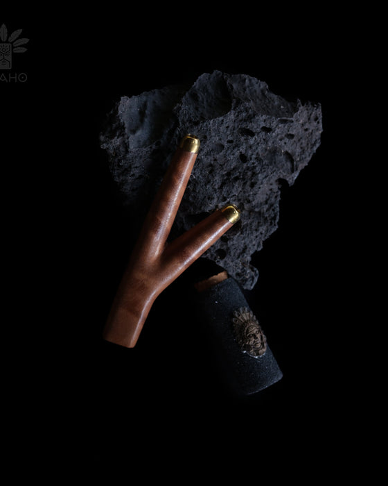 Crafted Ceremonial Pipe from Teak Wood