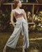 Ultra-soft Thai pants in silver, crafted for yoga and meditation with a breathable, artisanal silk-cotton blend.