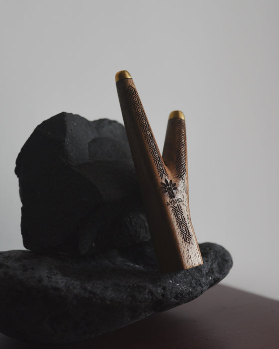 Crafted Ceremonial Pipe from Teak Wood