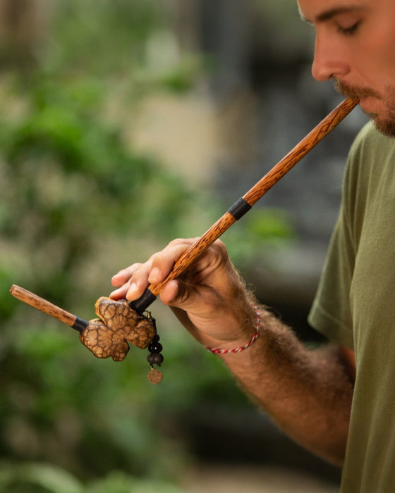 Handcrafted Wooden Pipe Double Shot  – Dual Tube Self - Applicator