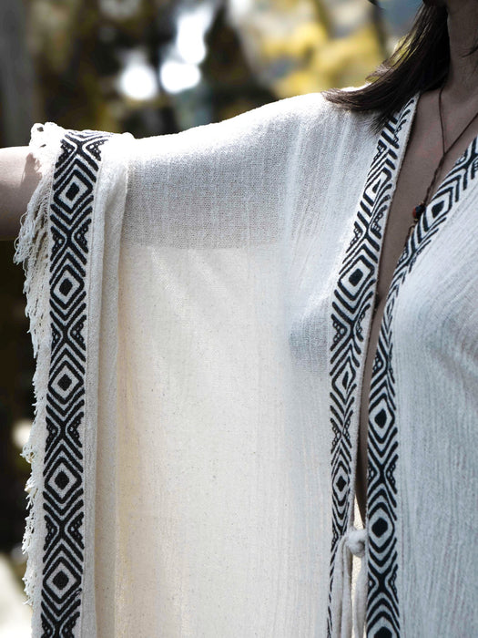 Boho Kimono – Handmade Cotton Festival Robe with Ethnic Embroidery