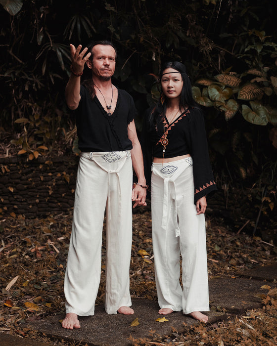 Boho Cotton Wide-Leg Pants