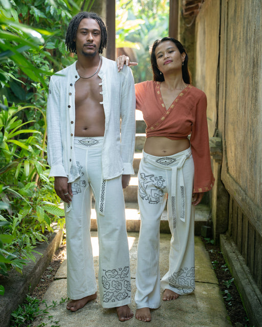 Handcrafted with attention to detail, Pants “The Spirit of Freedom”, Off White COTTON embody sustainable and eco-friendly fashion.