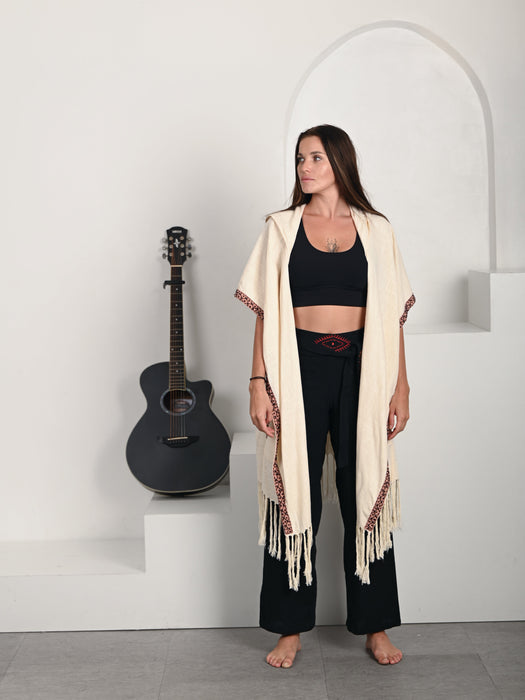 Linen Poncho Pink & Black