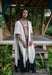Versatile handmade cotton poncho in tribal shaman style, designed as a cardigan or ritual wrap with sacred symbolism