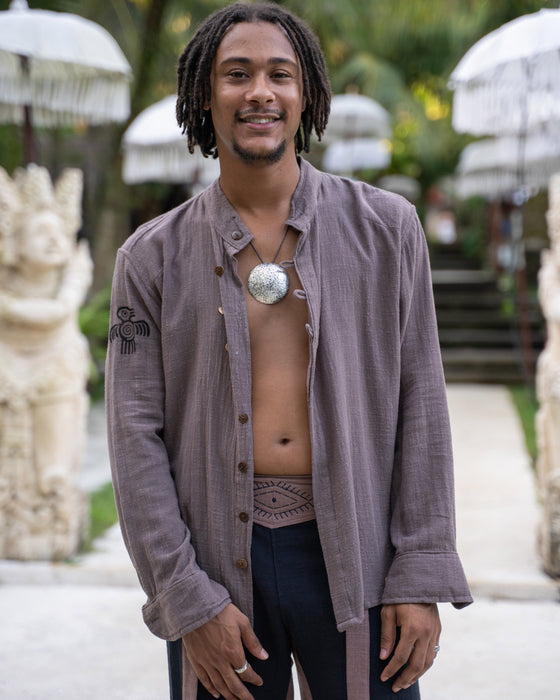 Unisex Cotton Shaman Shirt – Tribal Boho Yoga Wear – Shipibo-Inspired Festival Top - Man top