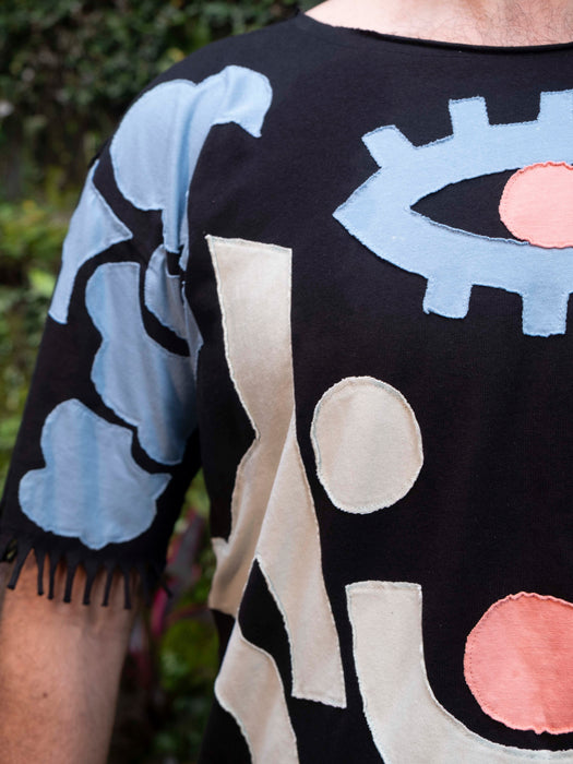 Ethnic Applique T-Shirt Handmade Cotton Festival Shirt