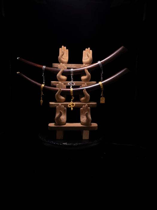 Rosewood Ceremonial Wooden Accessory with Bronze Cups