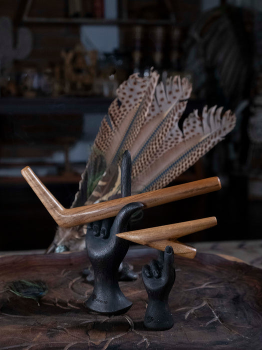 Teakwood Ceremonial Pipe Set