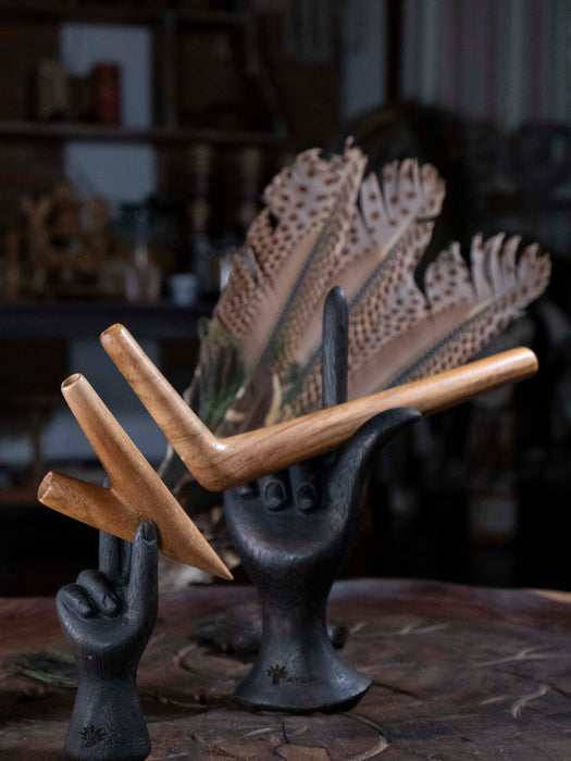 Teakwood Ceremonial Pipe Set