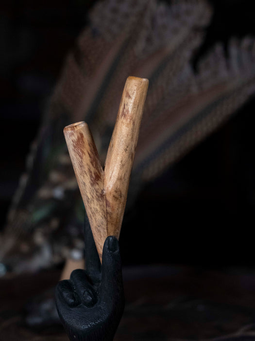 Ceremonial Fatwood Accessory - Rustic Shamanic Pipe