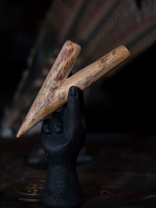 Ceremonial Fatwood Accessory - Rustic Shamanic Pipe
