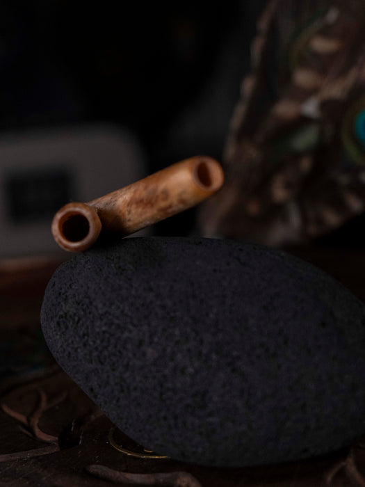 Ceremonial Fatwood Accessory - Rustic Shamanic Pipe