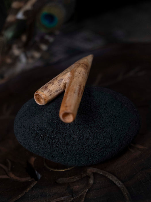 Ceremonial Fatwood Accessory - Rustic Shamanic Pipe