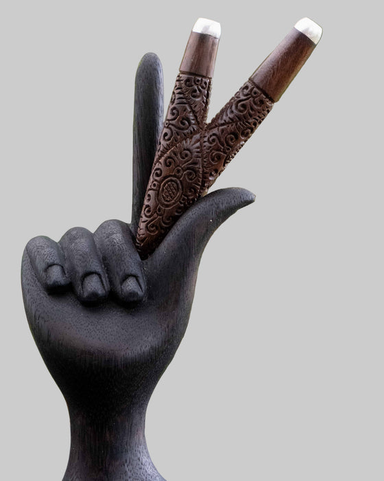 Balinese Carved Rosewood Shamanic Ritual Pipe