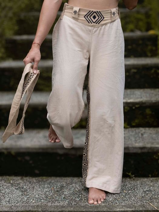 Cream Mocha Cotton Pants – New Pattern Boho Trousers